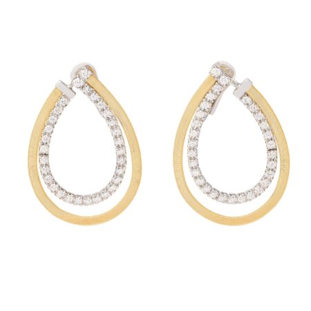 Yellow Gold Drop Masai Earrings With Diamonds