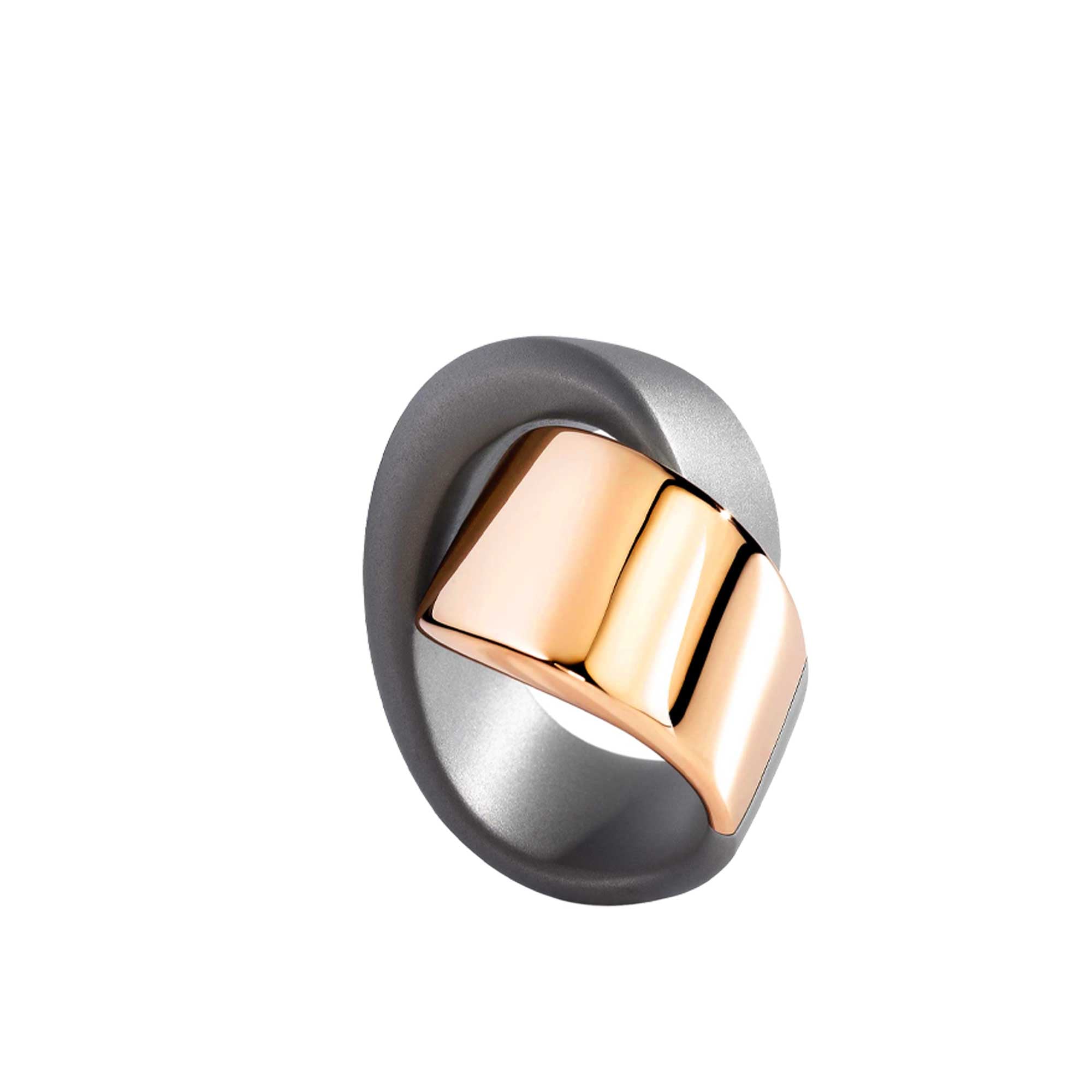 Titanium and Rose Gold Embrace Ring