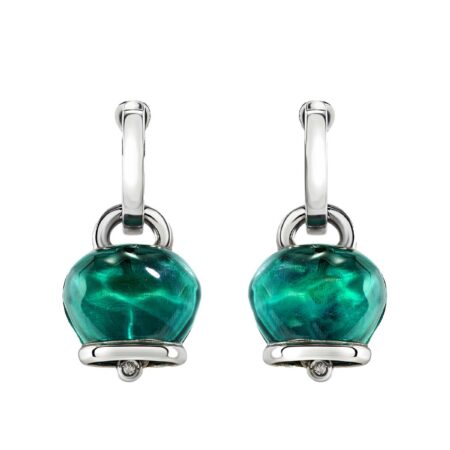 Et Voilà Campanella Earrings Medium silver with faceted green Paraiba resin