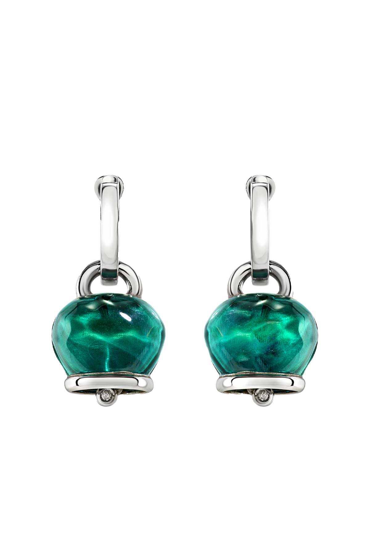 Et Voilà Campanella Earrings Medium silver with faceted green Paraiba resin