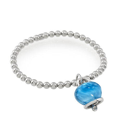 ET VOILÀ SILVER BRACELET WITH MEDIUM BELL AND BLUE TOPAZ RESIN