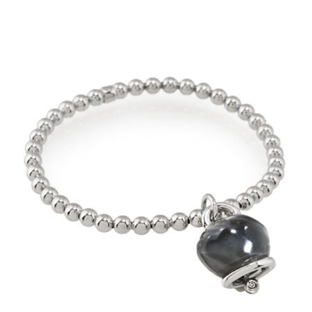 BRACCIALE ET VOILÀ ARGENTO CAMPANELLA MEDIA RESINA COLOR NERO