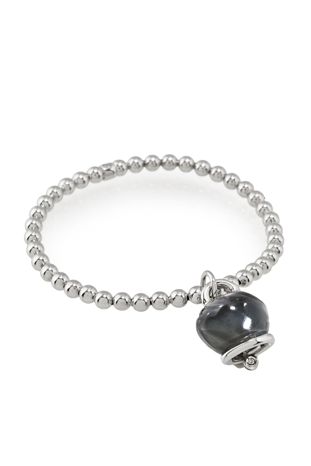 BRACCIALE ET VOILÀ ARGENTO CAMPANELLA MEDIA RESINA COLOR NERO