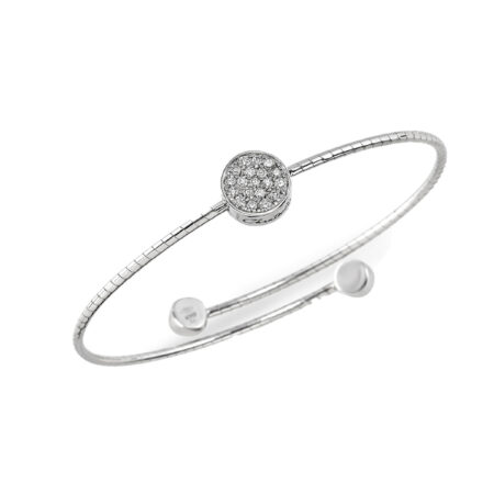 Bracciale Paillettes Capritude a molla con diamanti taglio brillante incastonati a pavé, su oro bianco 18kt