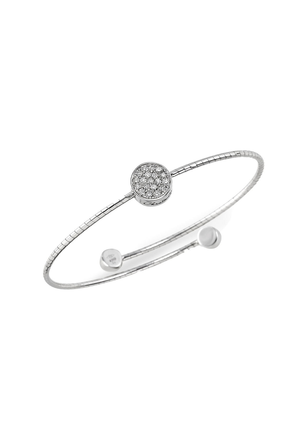 Bracciale Paillettes Capritude a molla con diamanti taglio brillante incastonati a pavé, su oro bianco 18kt