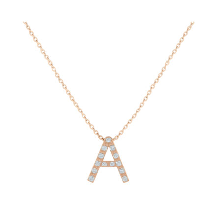 LARGE ROSE GOLD LETTER NECKLACE WITH DIAMONDS