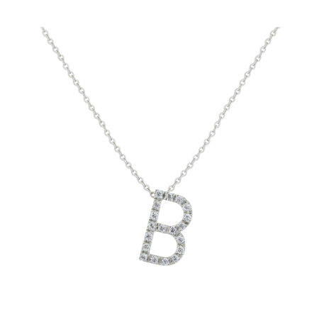 COLLANA LETTERA B GRANDE ORO BIANCO E BRILLANTI