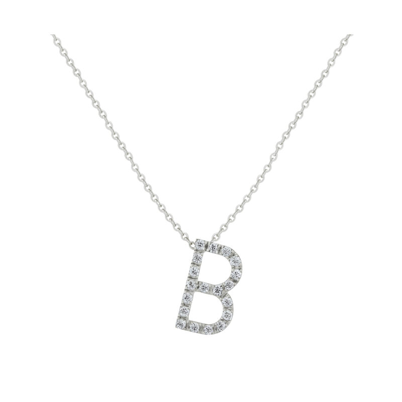 COLLANA LETTERA B GRANDE ORO BIANCO E BRILLANTI