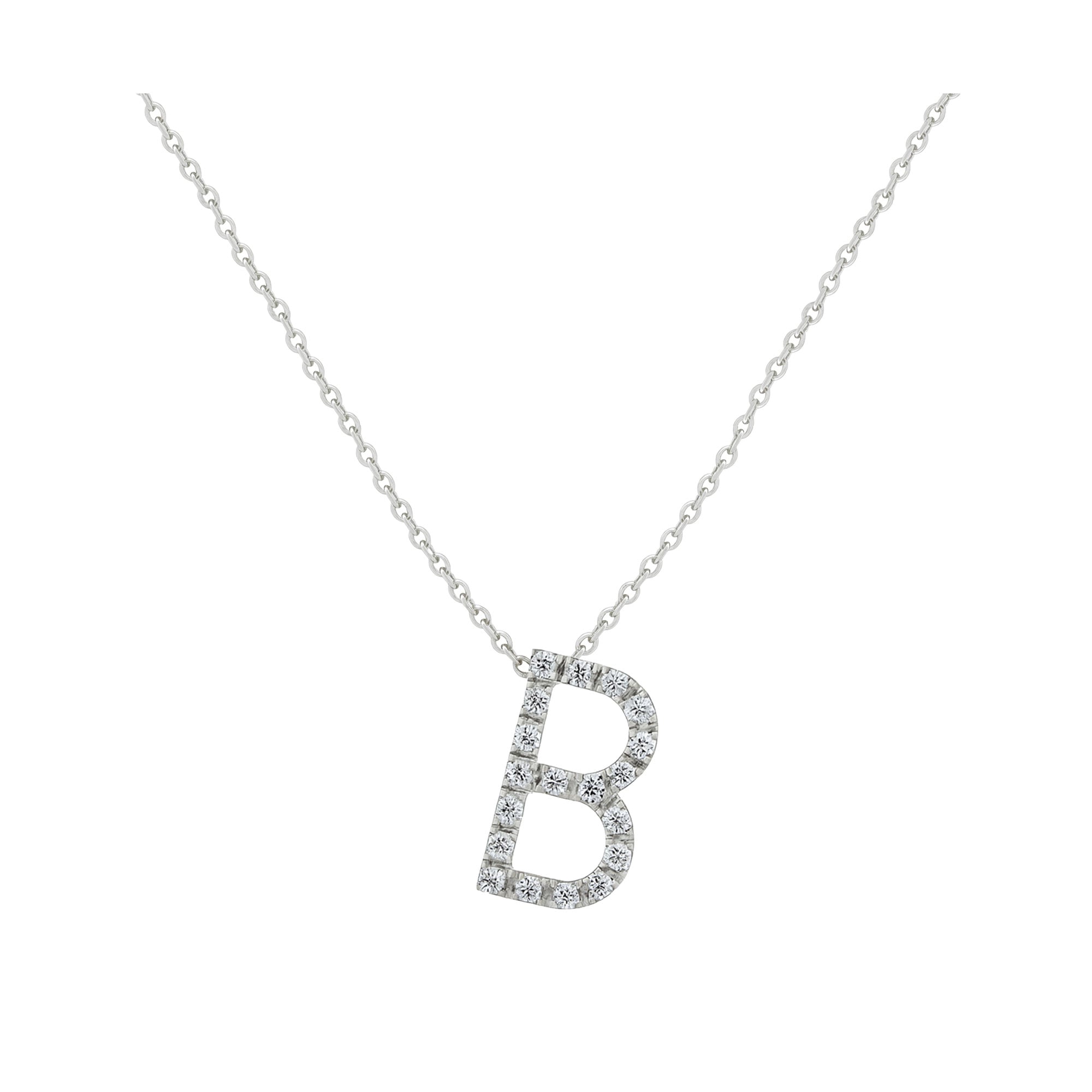 COLLANA LETTERA B GRANDE ORO BIANCO E BRILLANTI