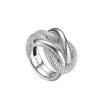 Anello Foedus con nodo sferico e lucido argento