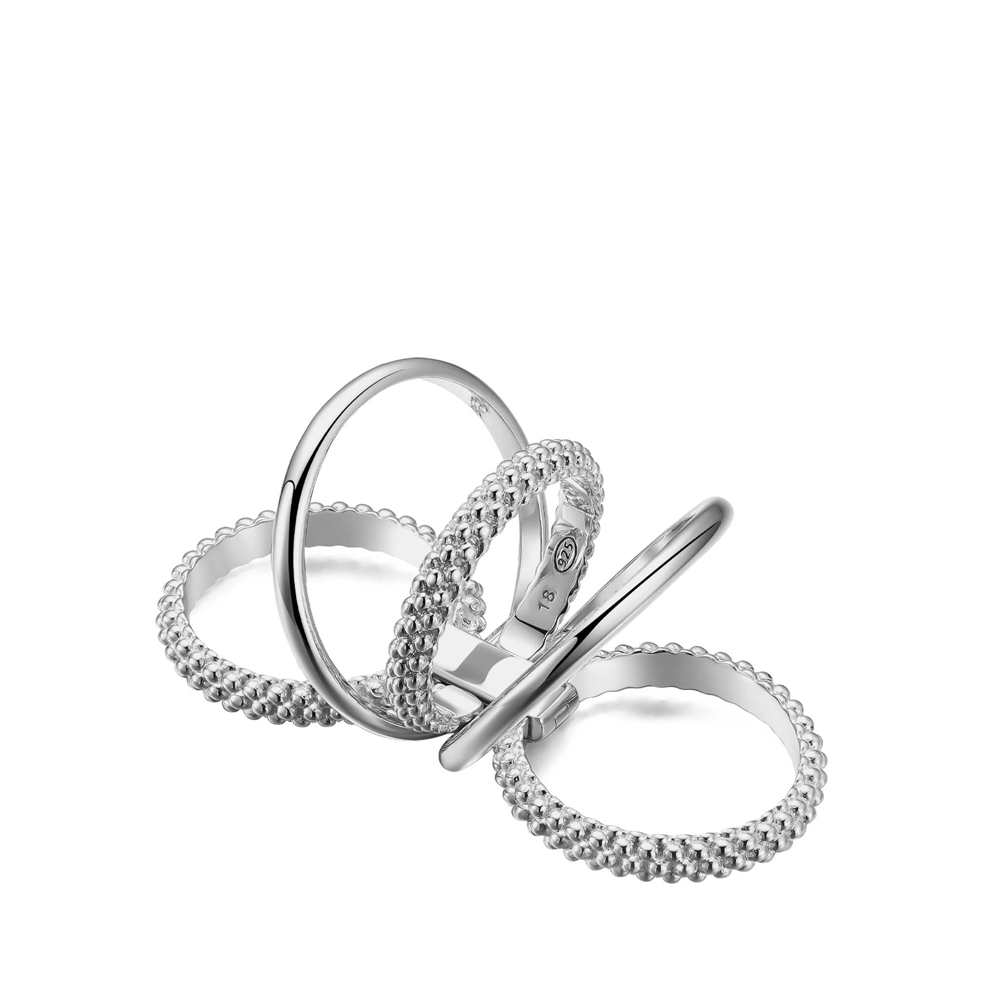 Anello multiplo con fedine lisce e lucide