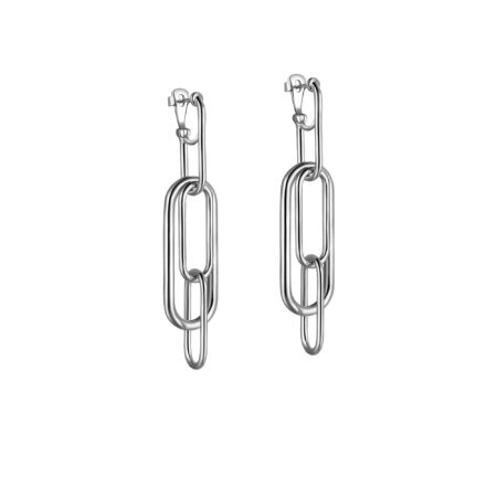 Silver rigid chain drop earrings
