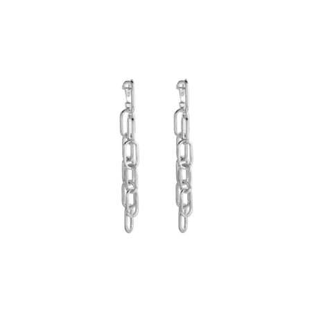 Small silver double chain drop earrings