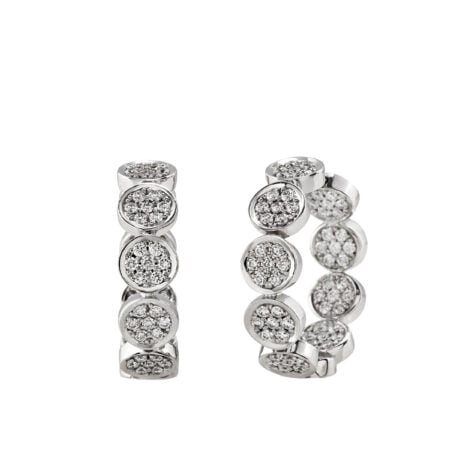 Orecchini cerchio Paillettes Oro Bianco diamanti pavé