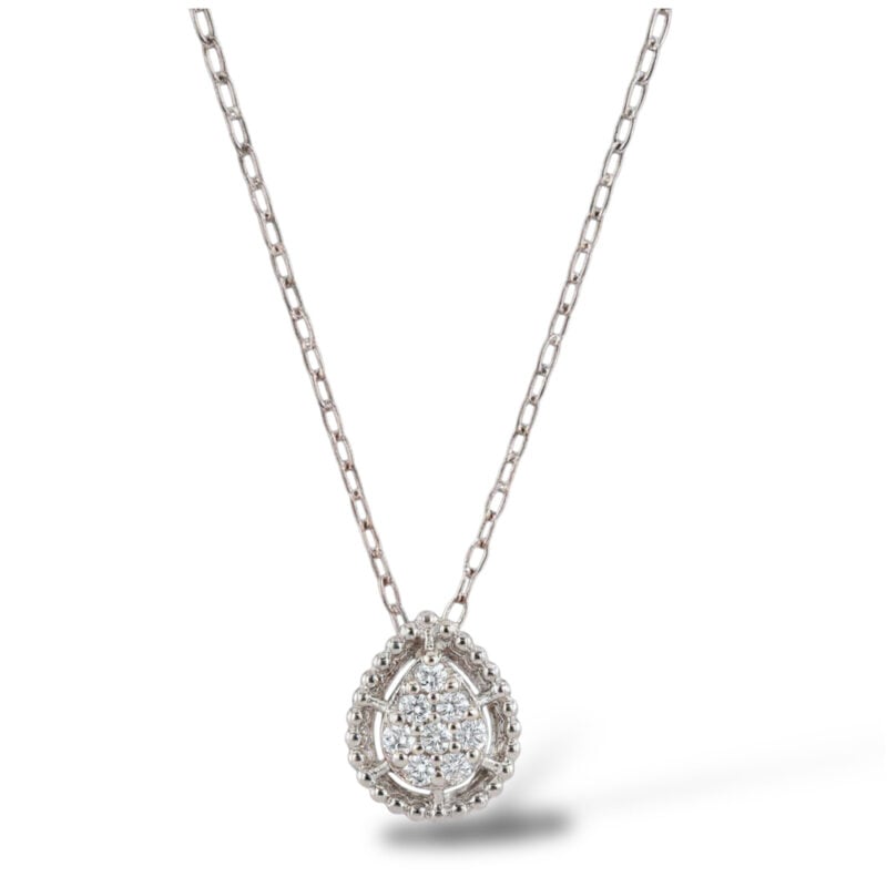 I GIOIELLI DEL SOLE CIONDOLO A GOCCIA IN ORO BIANVO CON BRILLANTI 0,05 CT