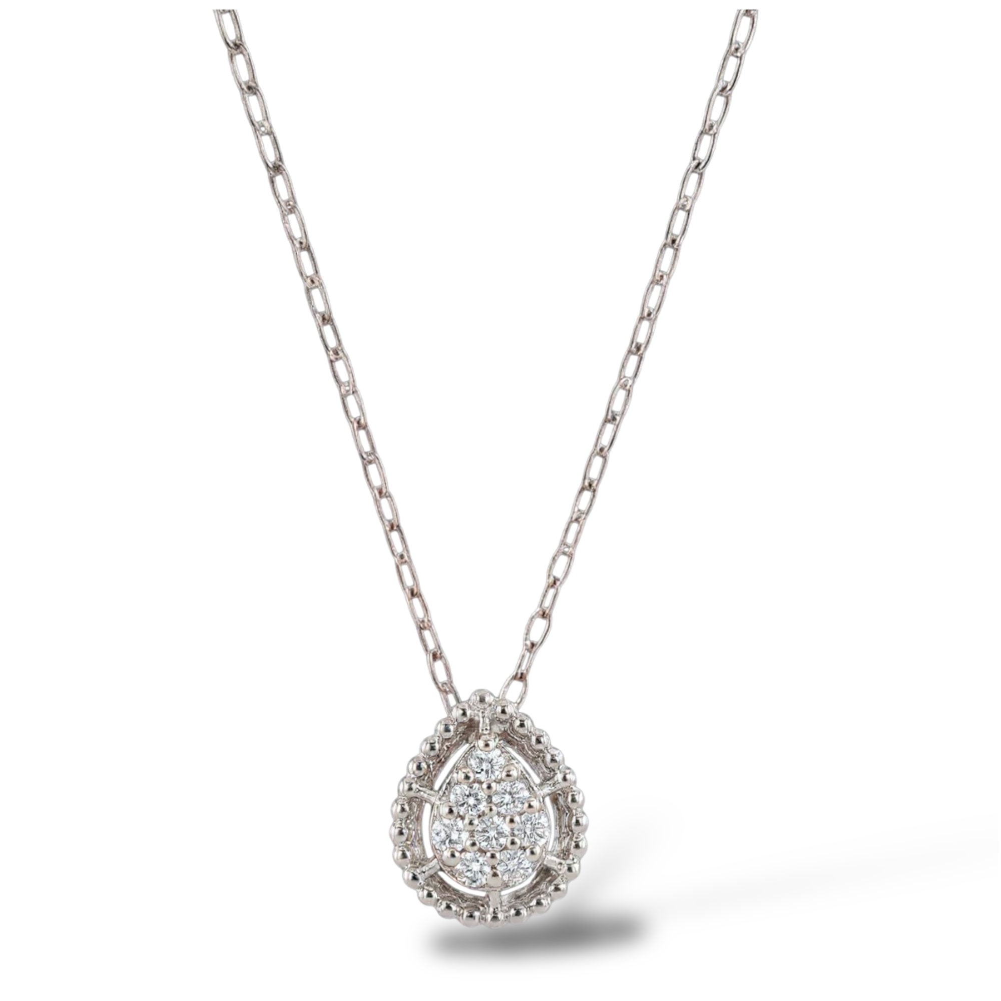 I GIOIELLI DEL SOLE CIONDOLO A GOCCIA IN ORO BIANVO CON BRILLANTI 0,05 CT