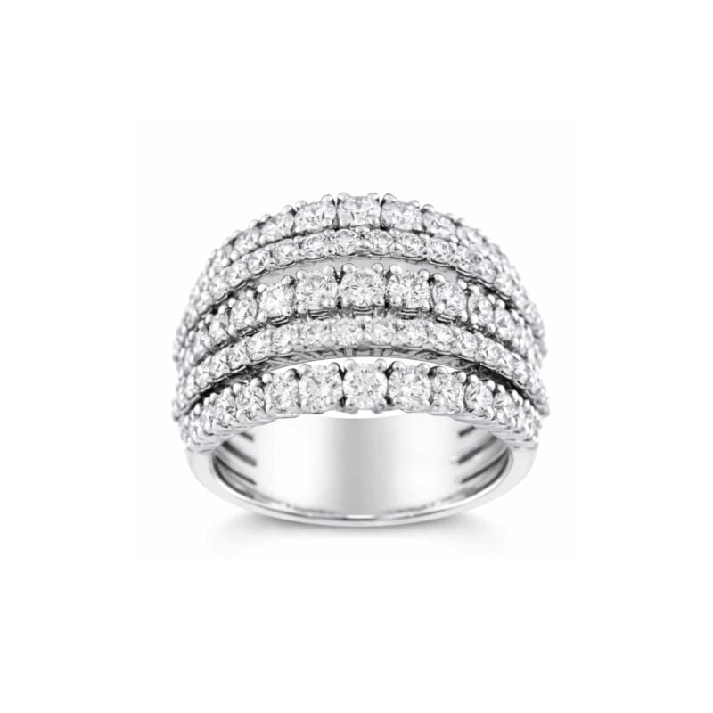 Anello Griffe 5 file brillanti oro bianco