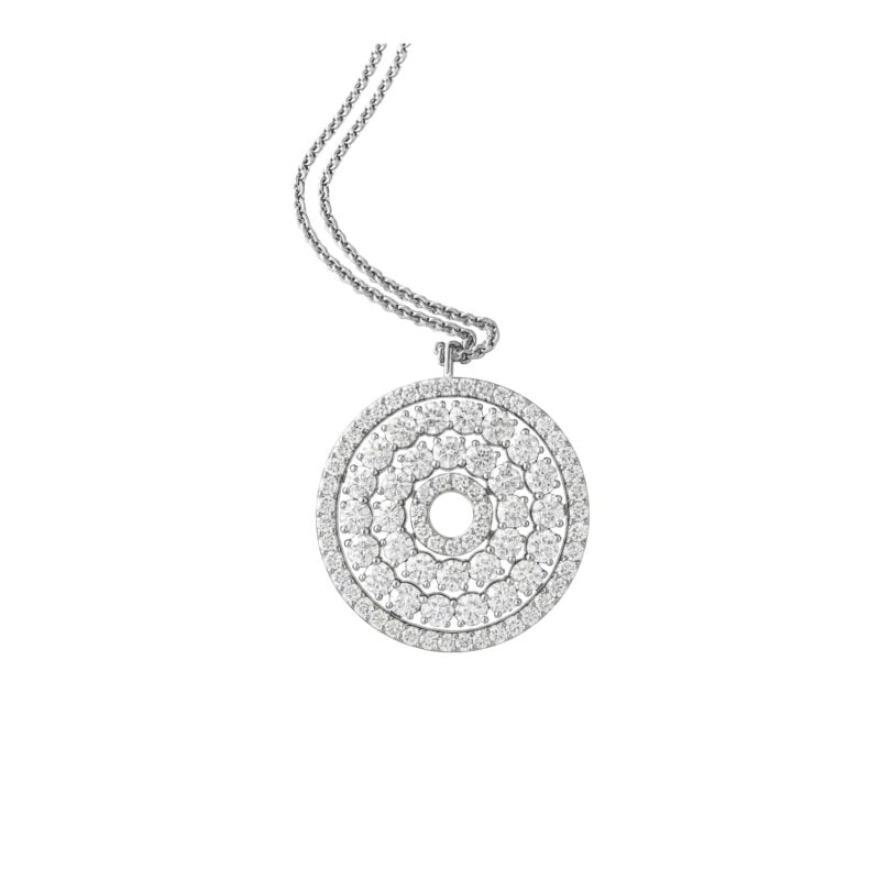 Collana Griffe Oro Bianco Ciondolo Pavé cerchio centrale