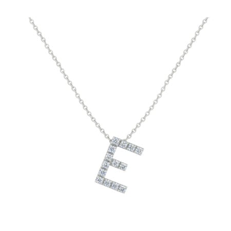 COLLANA LETTERA E GRANDE ORO BIANCO E BRILLANTI