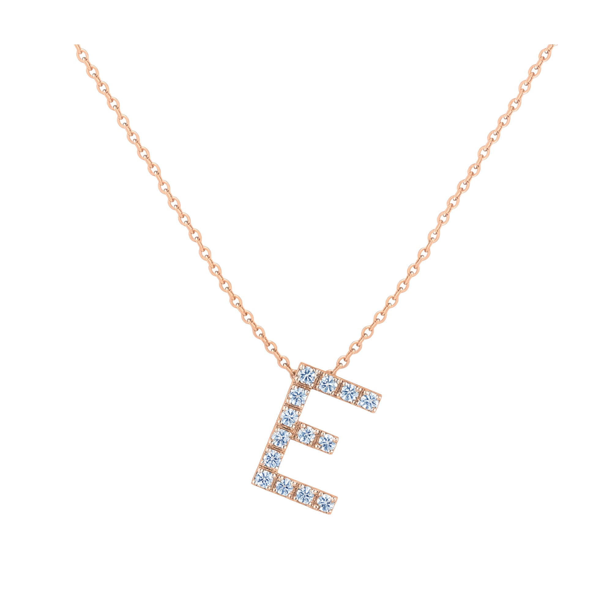 COLLANA LETTERA E GRANDE ORO ROSA E BRILLANTI