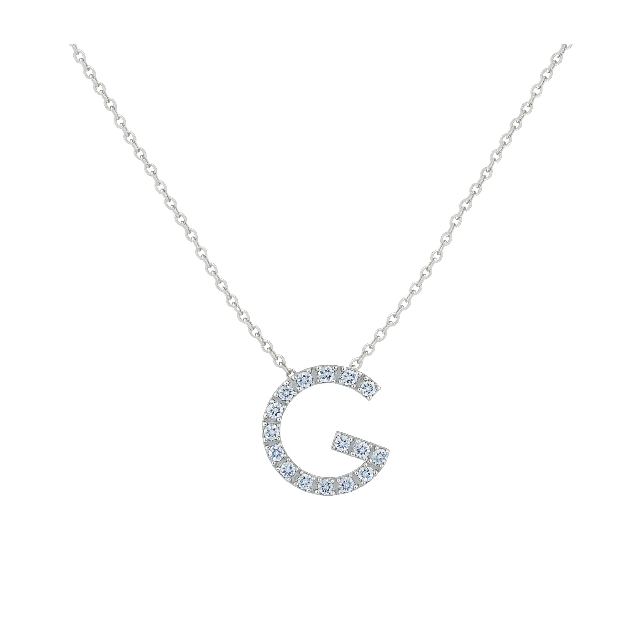 LARGE LETTER G NECKLACE IN ROSE GOLD AND DIAMONDS