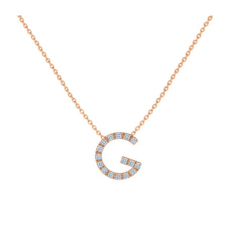 LARGE LETTER G NECKLACE IN ROSE GOLD AND DIAMONDS