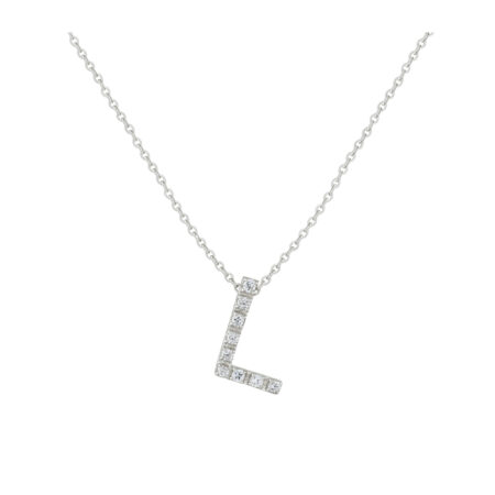 COLLANA LETTERA L GRANDE ORO BIANCO E BRILLANTI