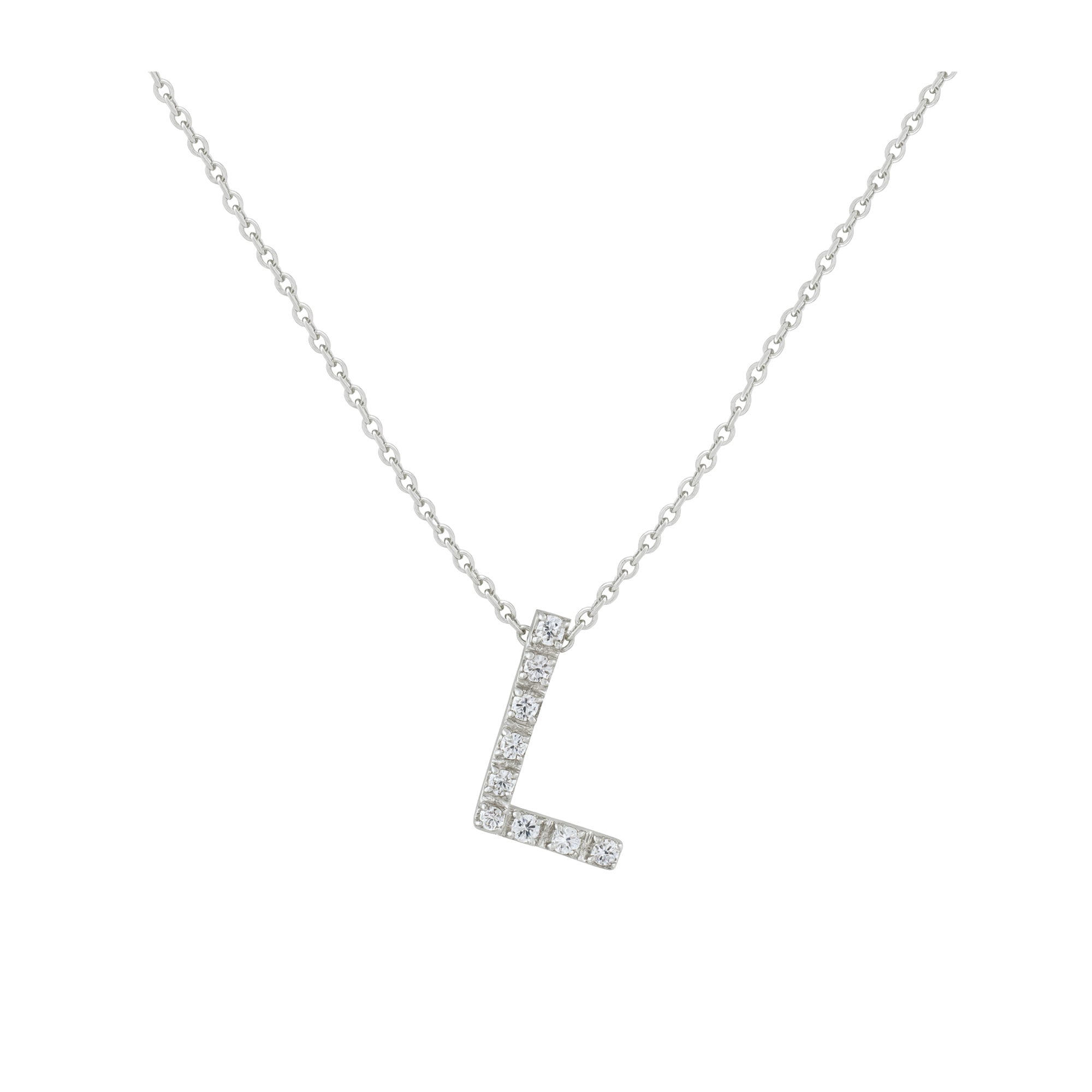 COLLANA LETTERA L GRANDE ORO BIANCO E BRILLANTI