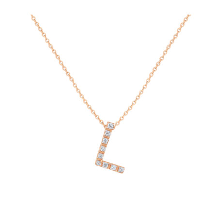 COLLANA LETTERA L GRANDE ORO ROSA E BRILLANTI