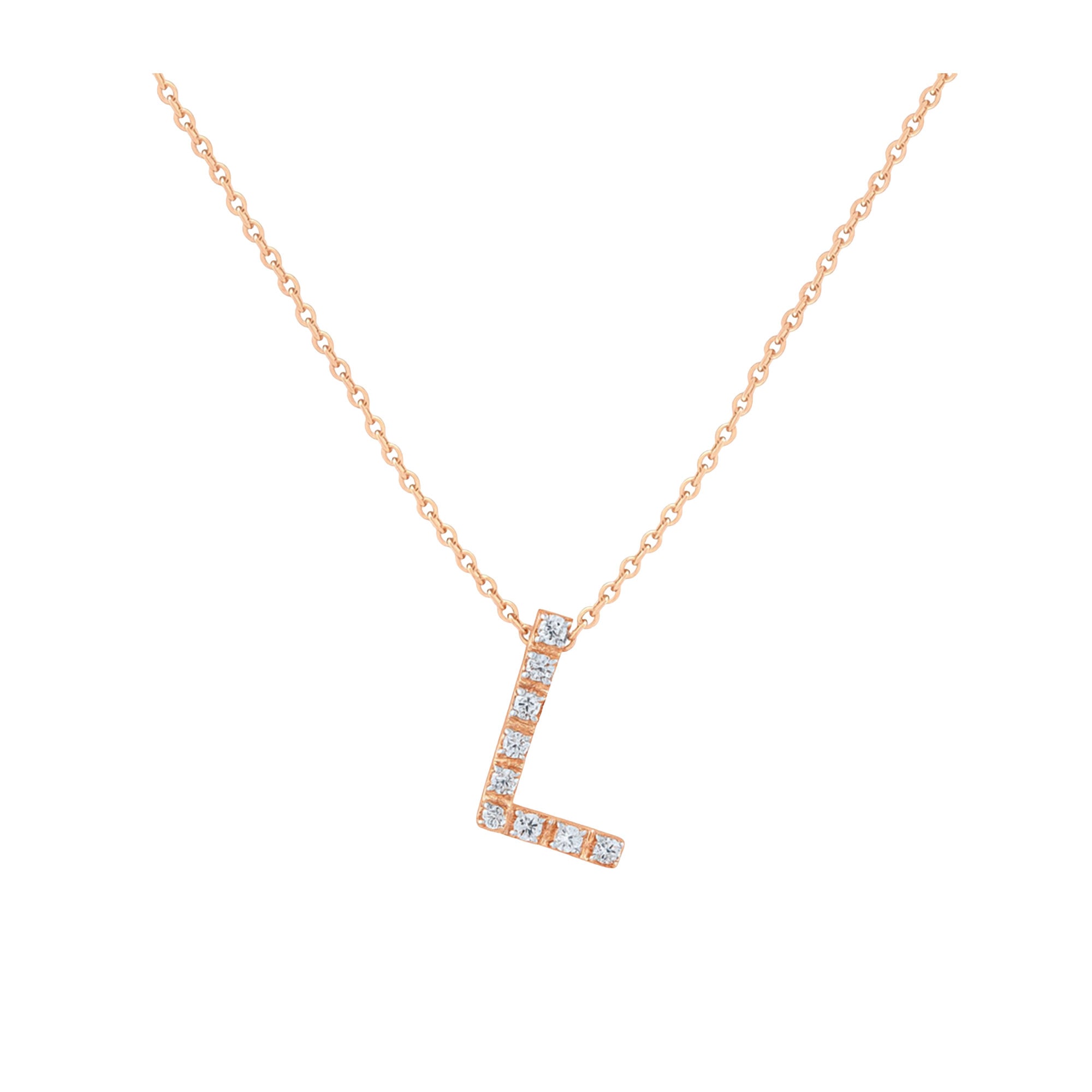 COLLANA LETTERA L GRANDE ORO ROSA E BRILLANTI