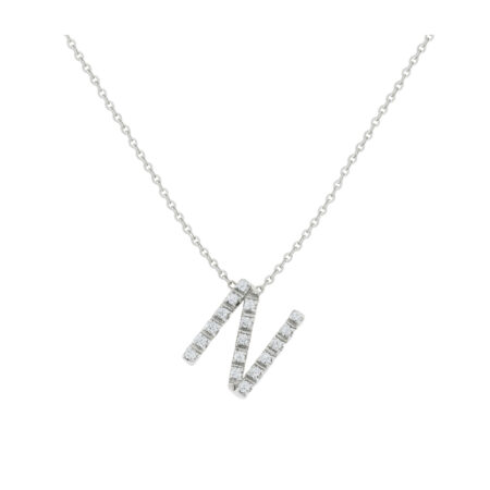 COLLANA LETTERA N GRANDE ORO BIANCO E BRILLANTI