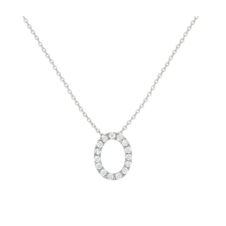 COLLANA LETTERA O GRANDE ORO BIANCO E BRILLANTI