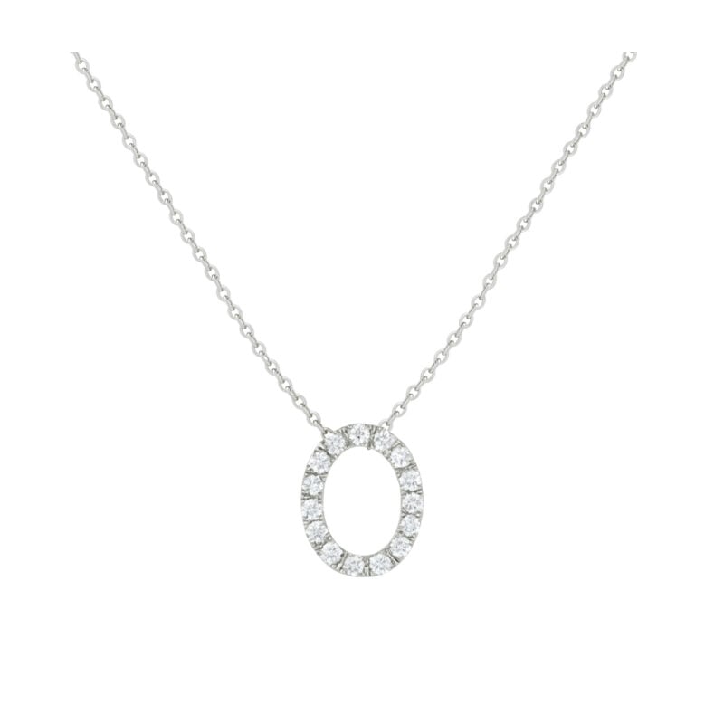 COLLANA LETTERA O GRANDE ORO BIANCO E BRILLANTI