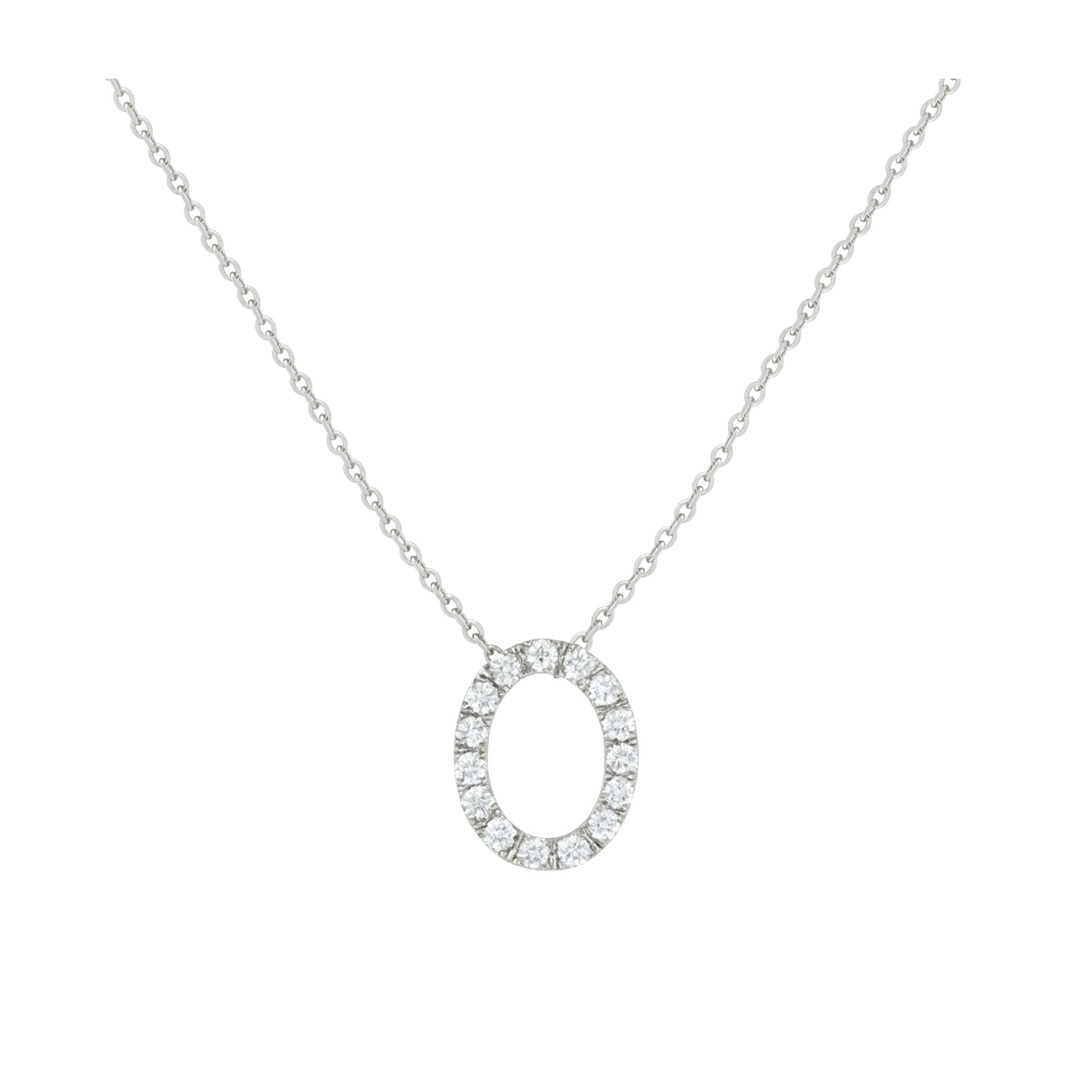 COLLANA LETTERA O GRANDE ORO BIANCO E BRILLANTI