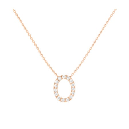 COLLANA LETTERA O GRANDE ORO ROSA E BRILLANTI