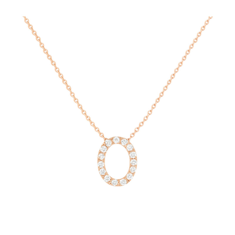 COLLANA LETTERA O GRANDE ORO ROSA E BRILLANTI