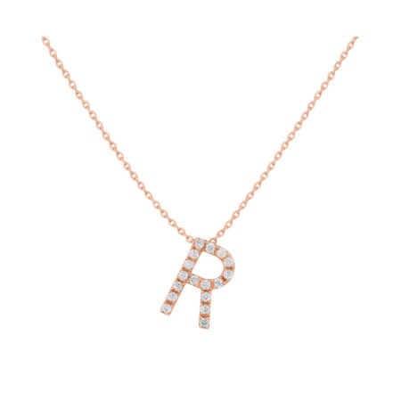 COLLANA LETTERA GRANDE ORO ROSA E BRILLANTI