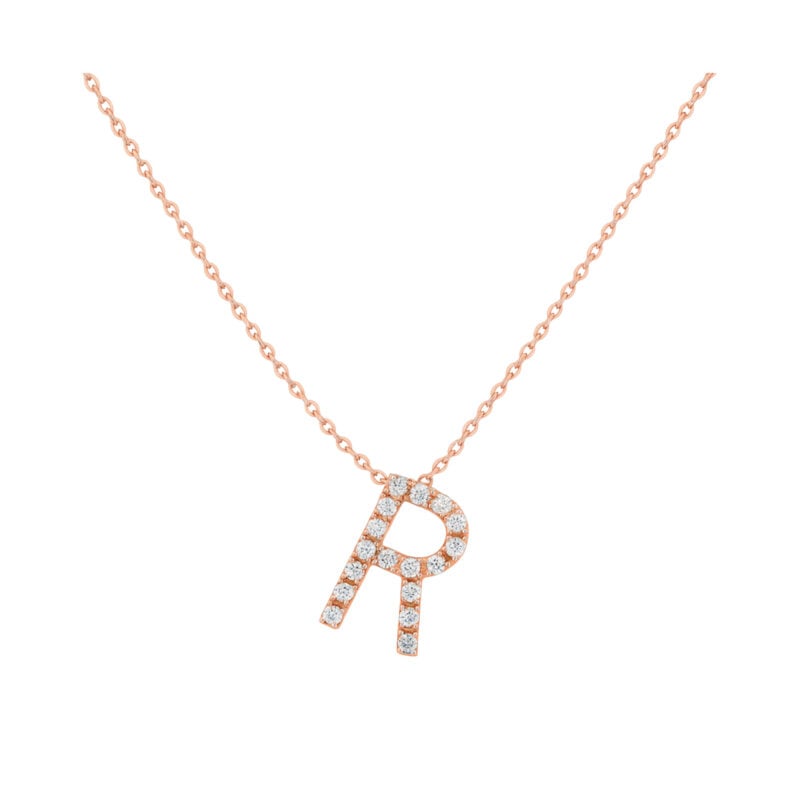 COLLANA LETTERA GRANDE ORO ROSA E BRILLANTI