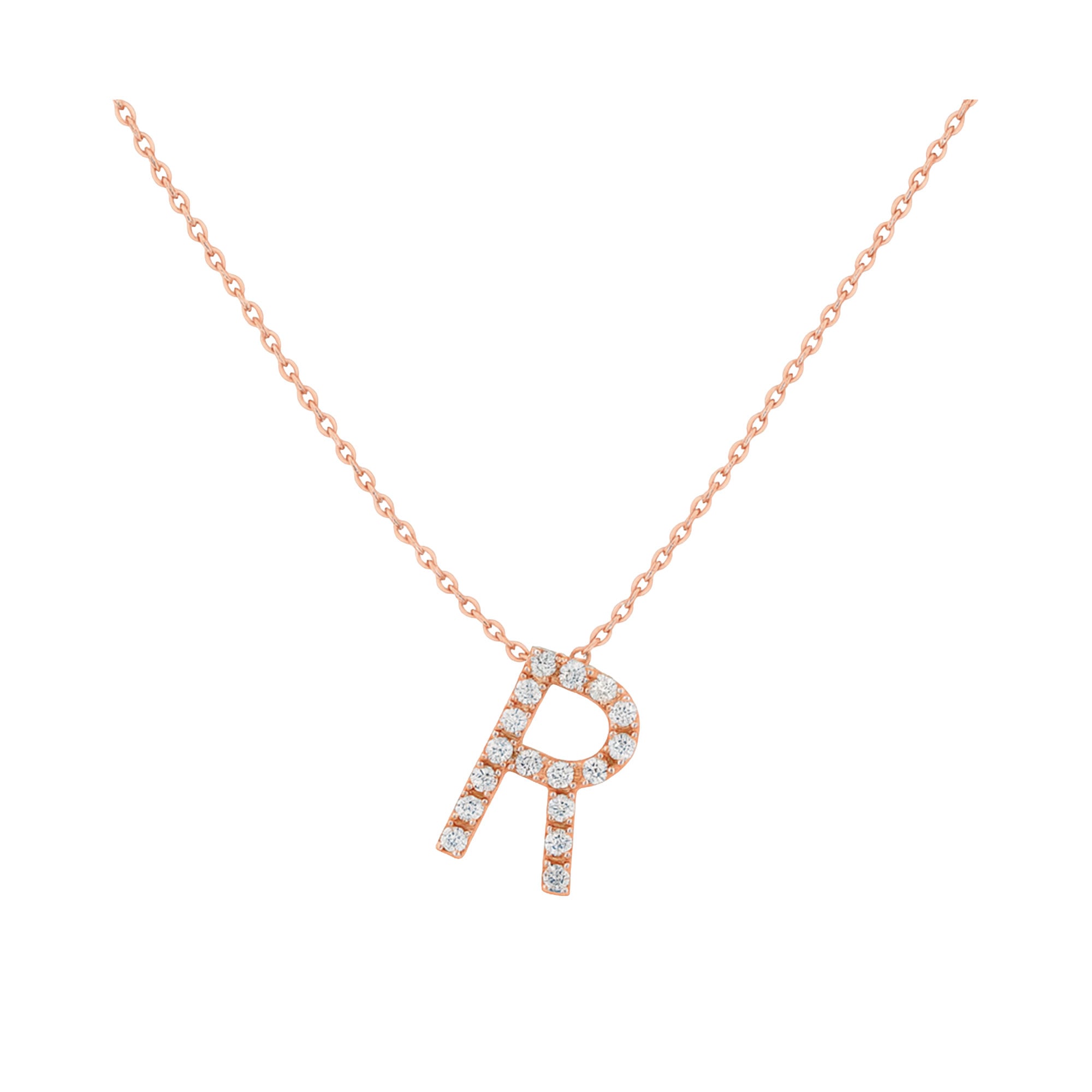 COLLANA LETTERA GRANDE ORO ROSA E BRILLANTI