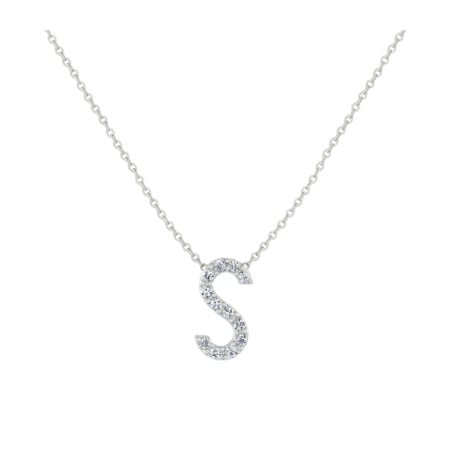 COLLANA LETTERA S GRANDE ORO BIANCO E BRILLANTI