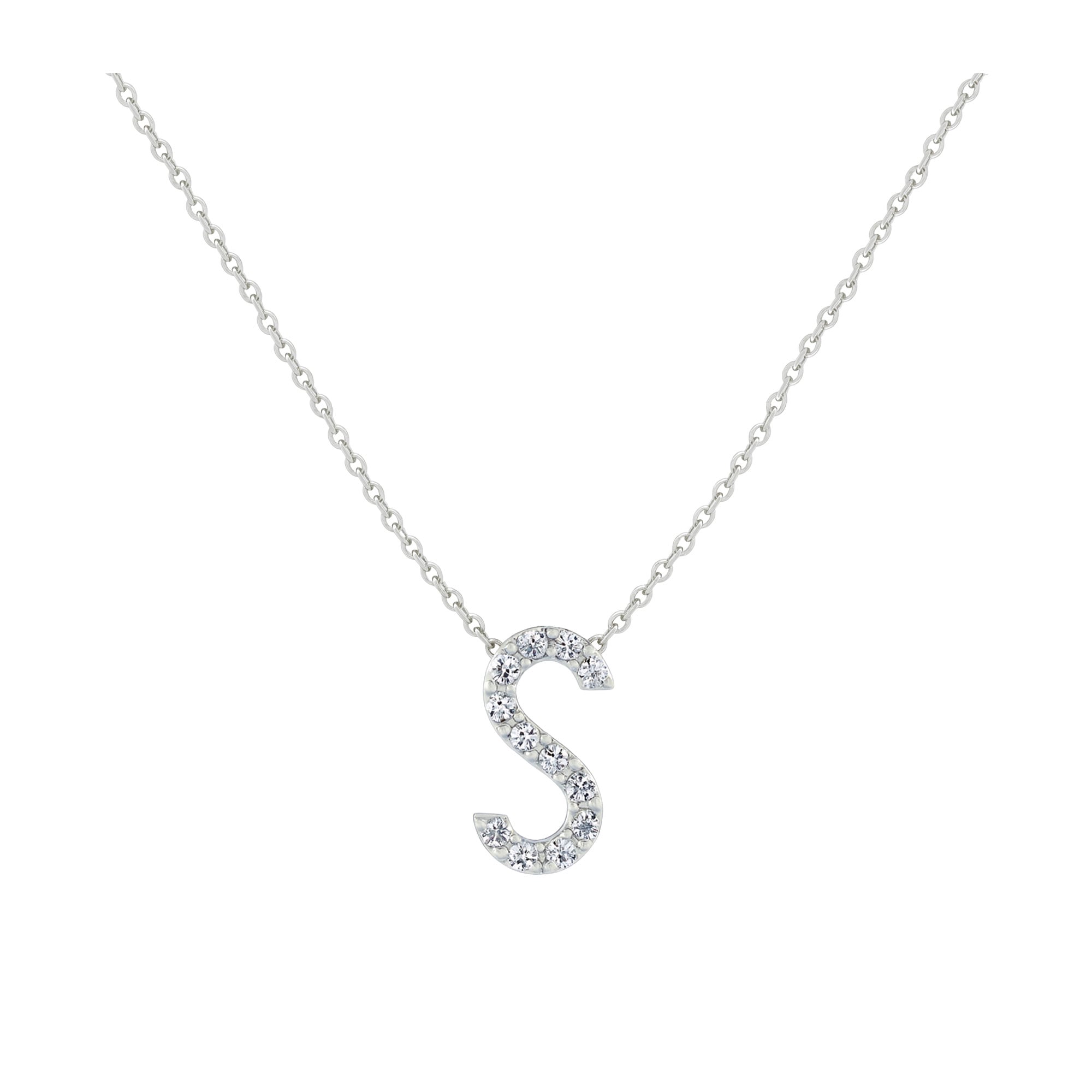 COLLANA LETTERA S GRANDE ORO BIANCO E BRILLANTI