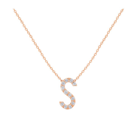 COLLANA S LETTERA GRANDE ORO ROSA E BRILLANTI