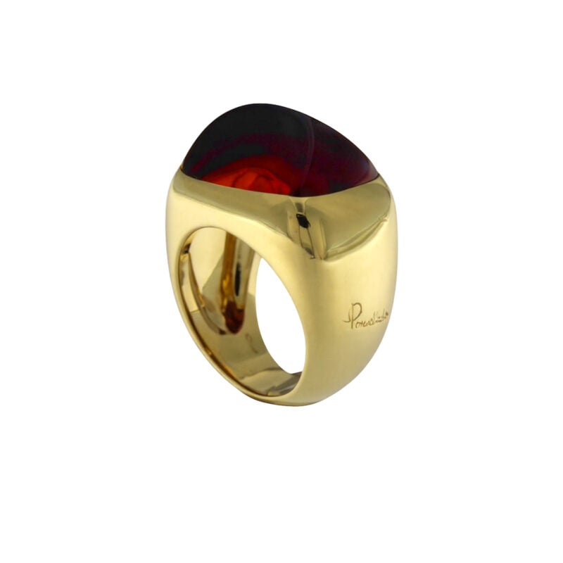 ANELLO POMELLATO ORO GIALLO E GRANATO