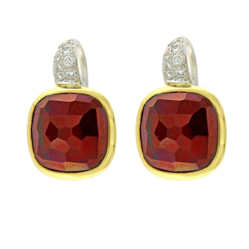 ORECCHINI POMELLATO ORO GIALLO BRILLANTI E GRANATI