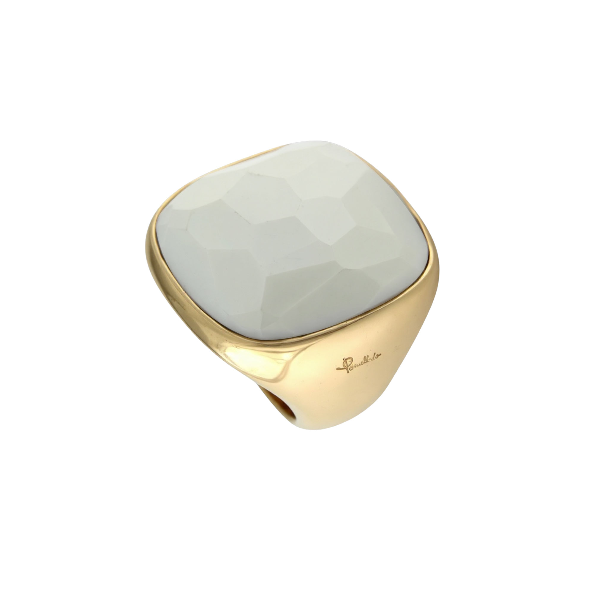 Victoria POMELLATO WHITE AGATE YELLOW GOLD RING