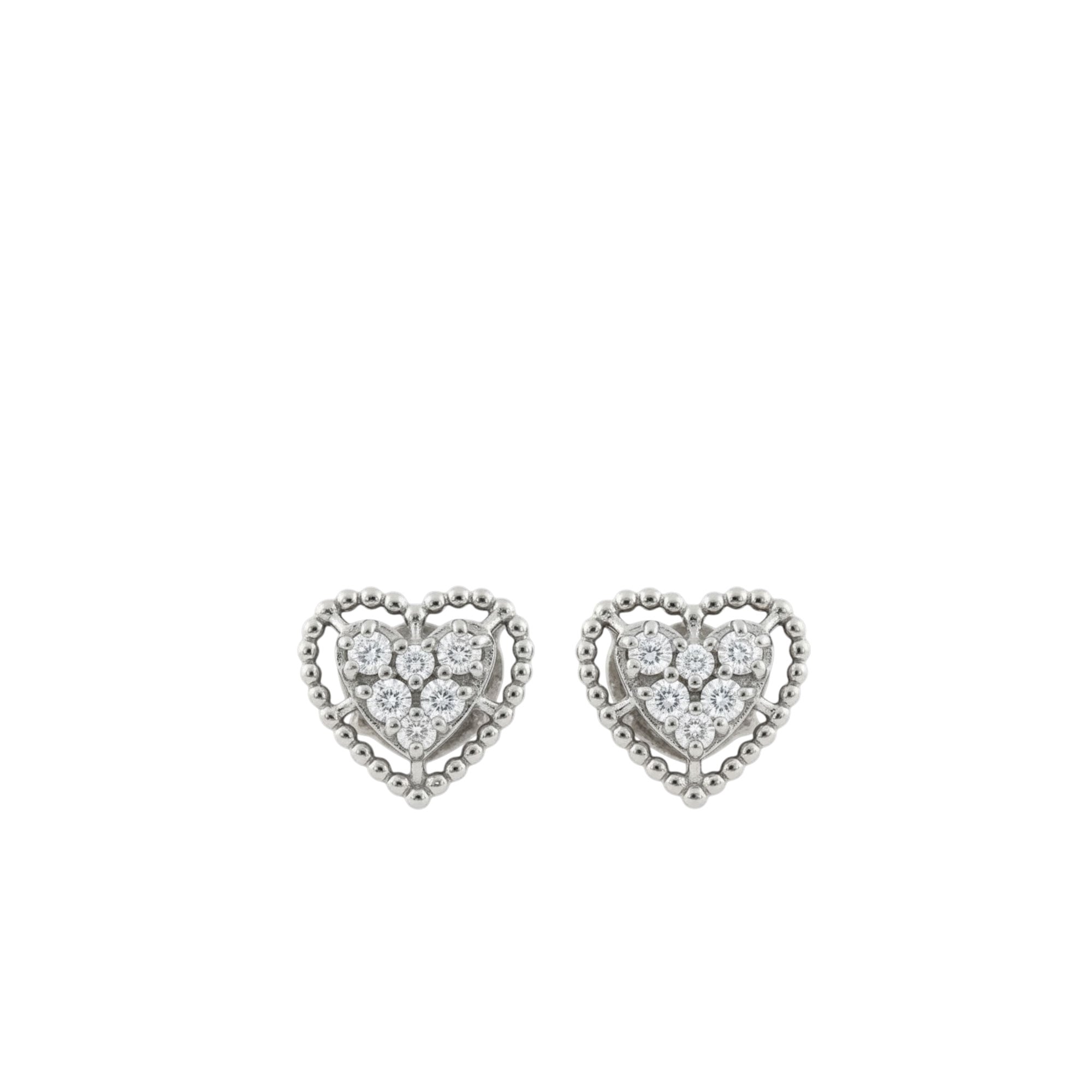 I gioielli del sole heart-shaped white gold earrings with 0.20 ct diamonds