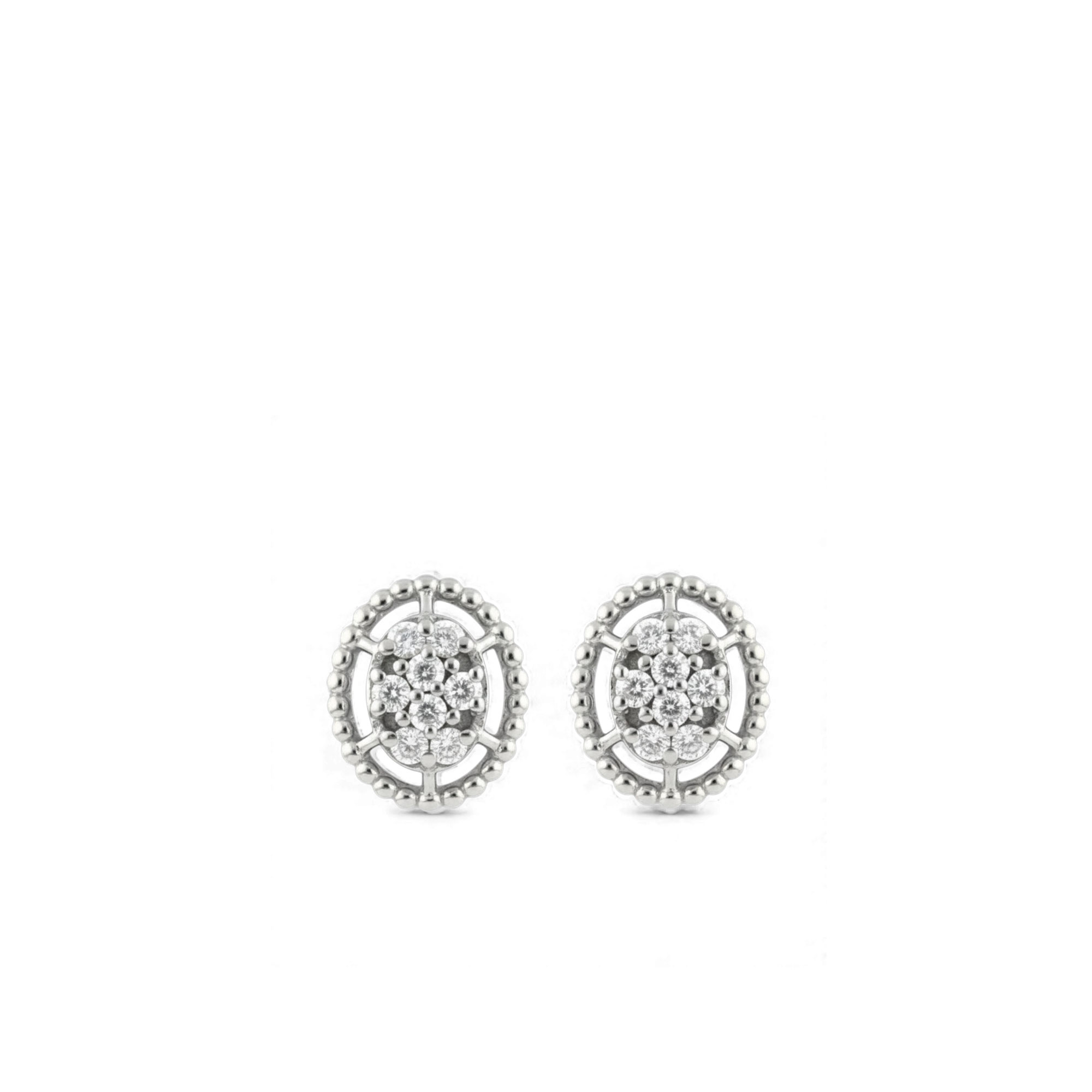 I gioielli del sole oval white gold earrings with 0.10 ct diamonds