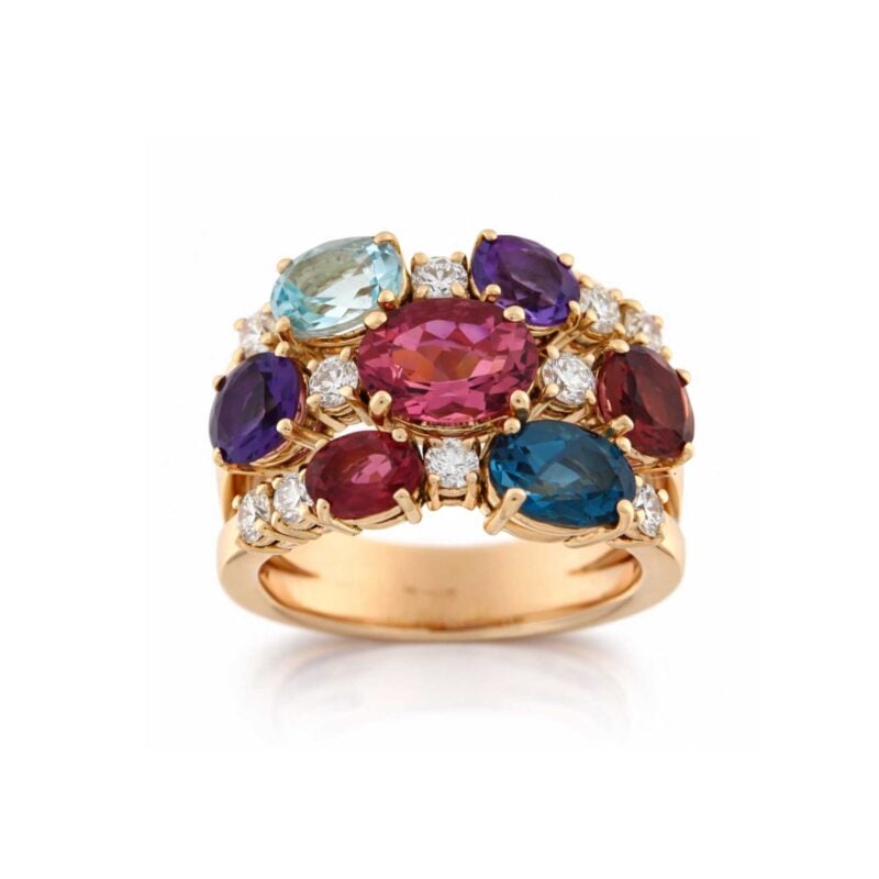 Anello Stars oro rosa tormaline e diamanti