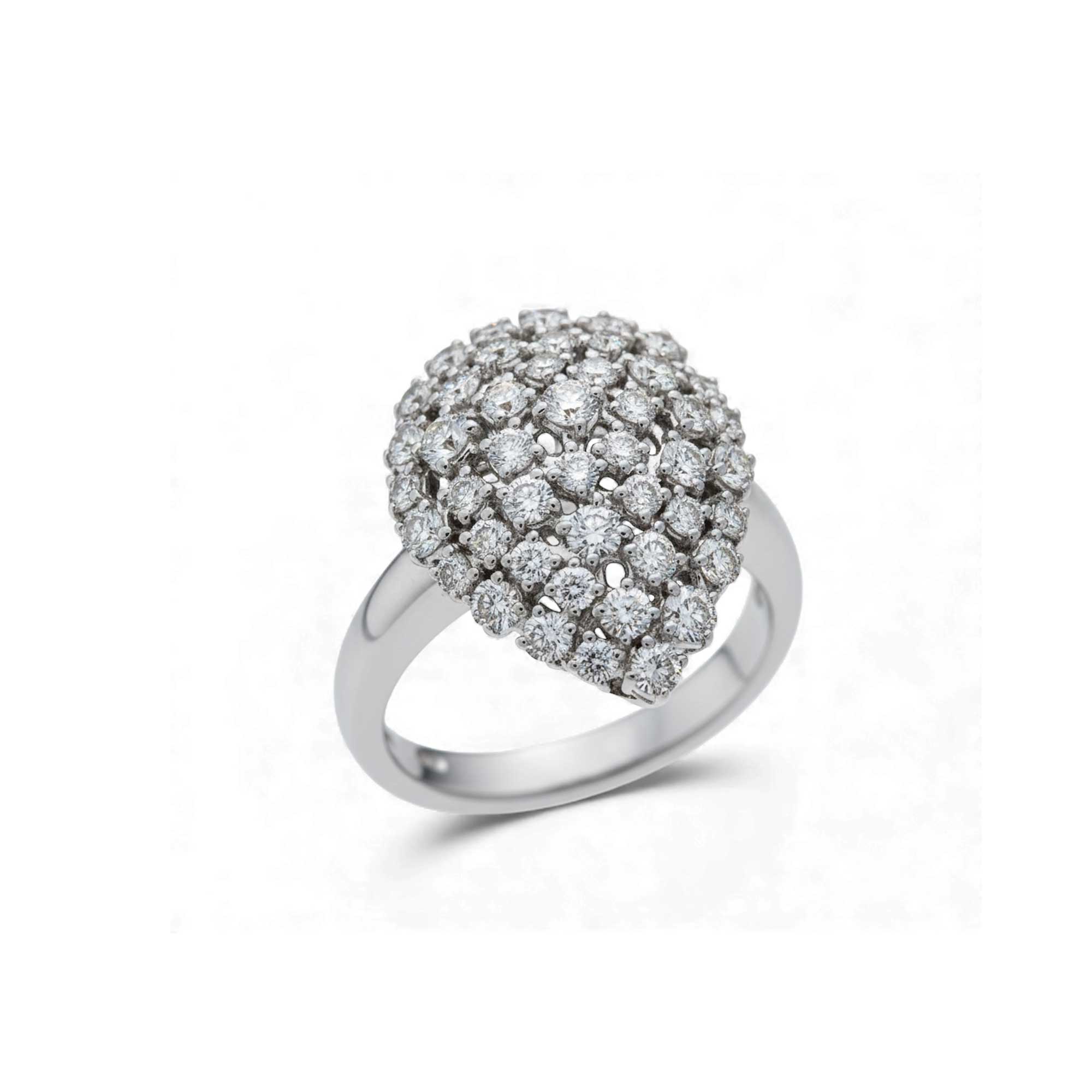Nuvola Goccia ring with thin white gold band and brilliant-cut diamonds