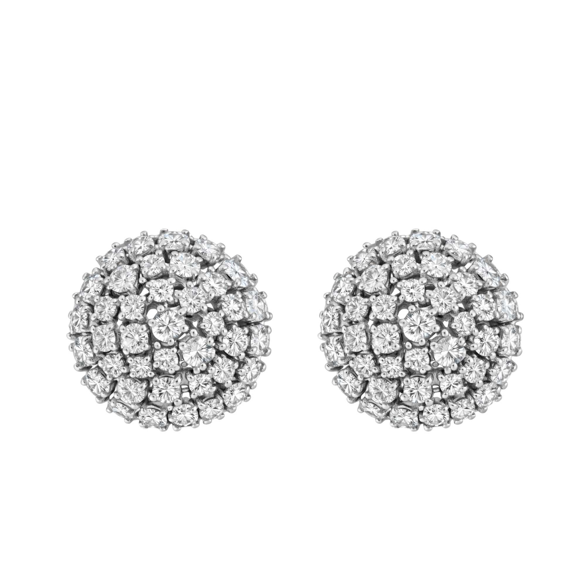 Nuvola Round white gold earrings with diamond claws